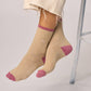 Calzini glitterati vintage in cotone pettinato beige