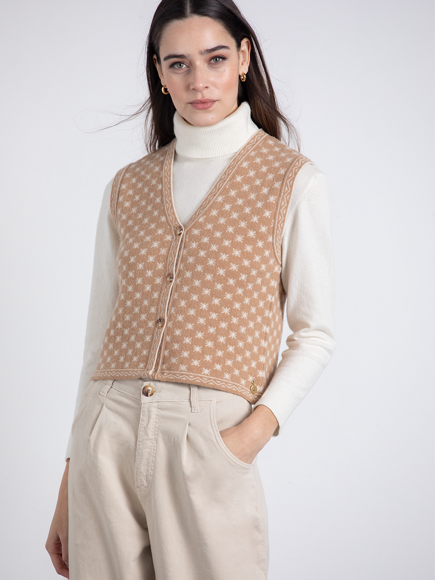 Gilet in maglia jacquard con bottoni