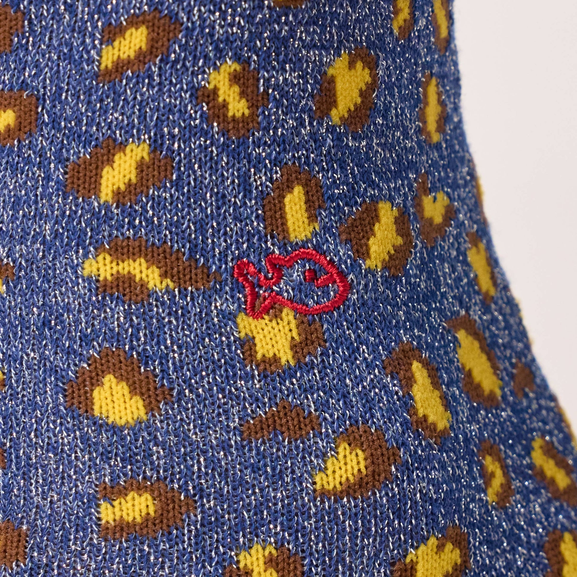 Calzini alla caviglia glitterati leopardati blu navy