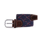 Cintura elastica intrecciata Oxford con dettagli in pelle