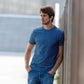 T-shirt in cotone biologico blu marino melange con taschino
