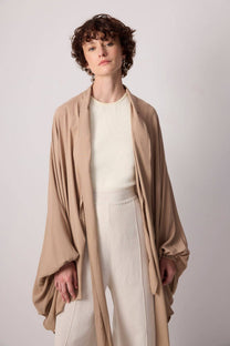 Top kimono oversize in viscosa con fiocco al collo