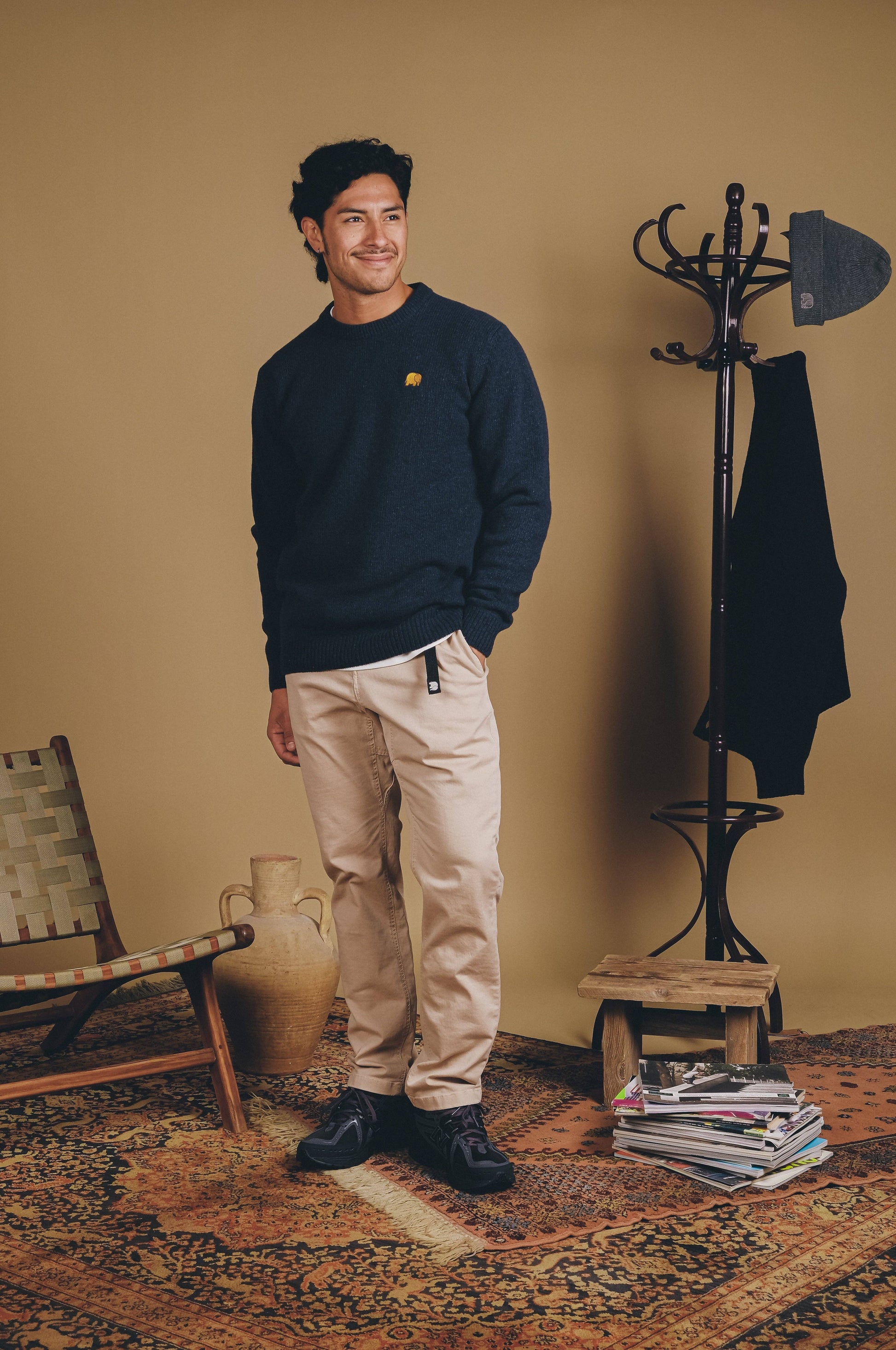 Pantaloni da arrampicata in cotone EcoDye color sabbia