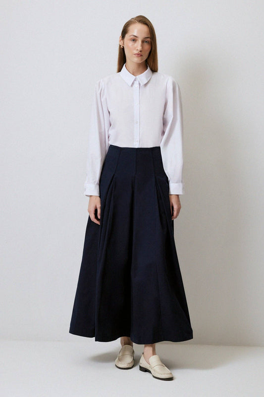 Gonna a pieghe in gabardine