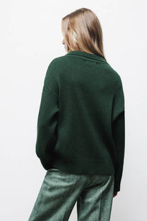 Maglione in maglia rasata con collo polo
