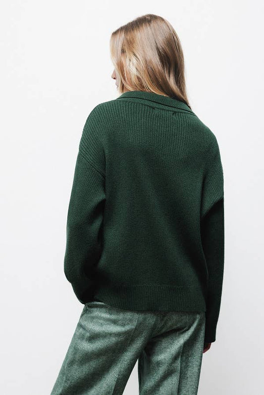 Maglione in maglia rasata con collo polo