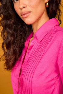 Camicia Rocio fucsia in cotone con pieghe