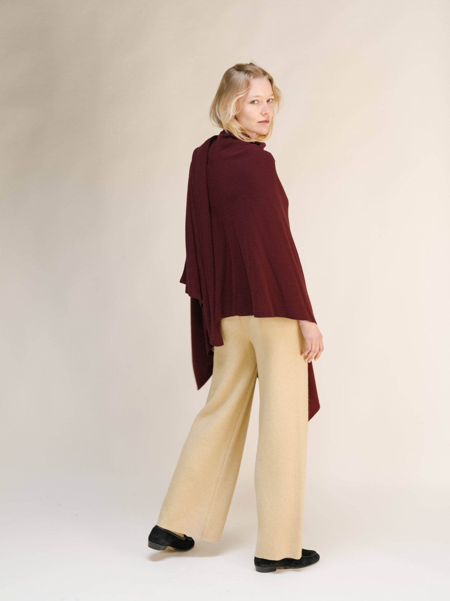 Maxi mantella in misto cashmere