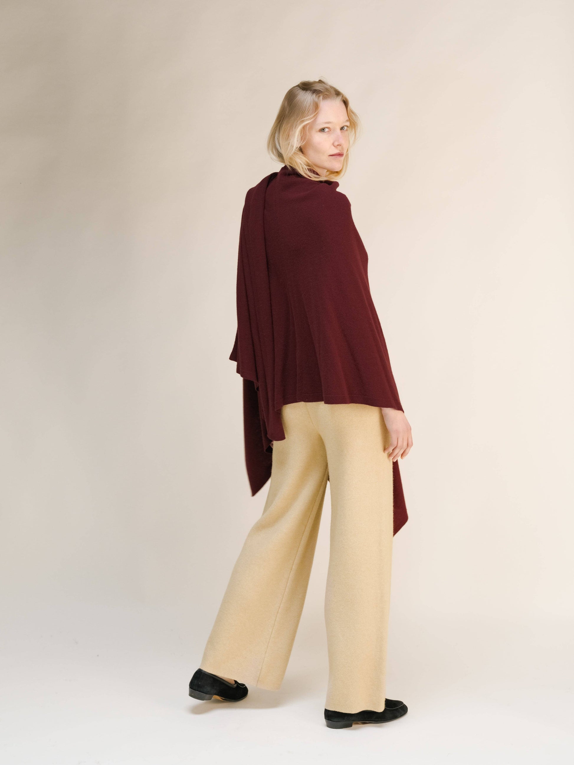 Maxi mantella in misto cashmere
