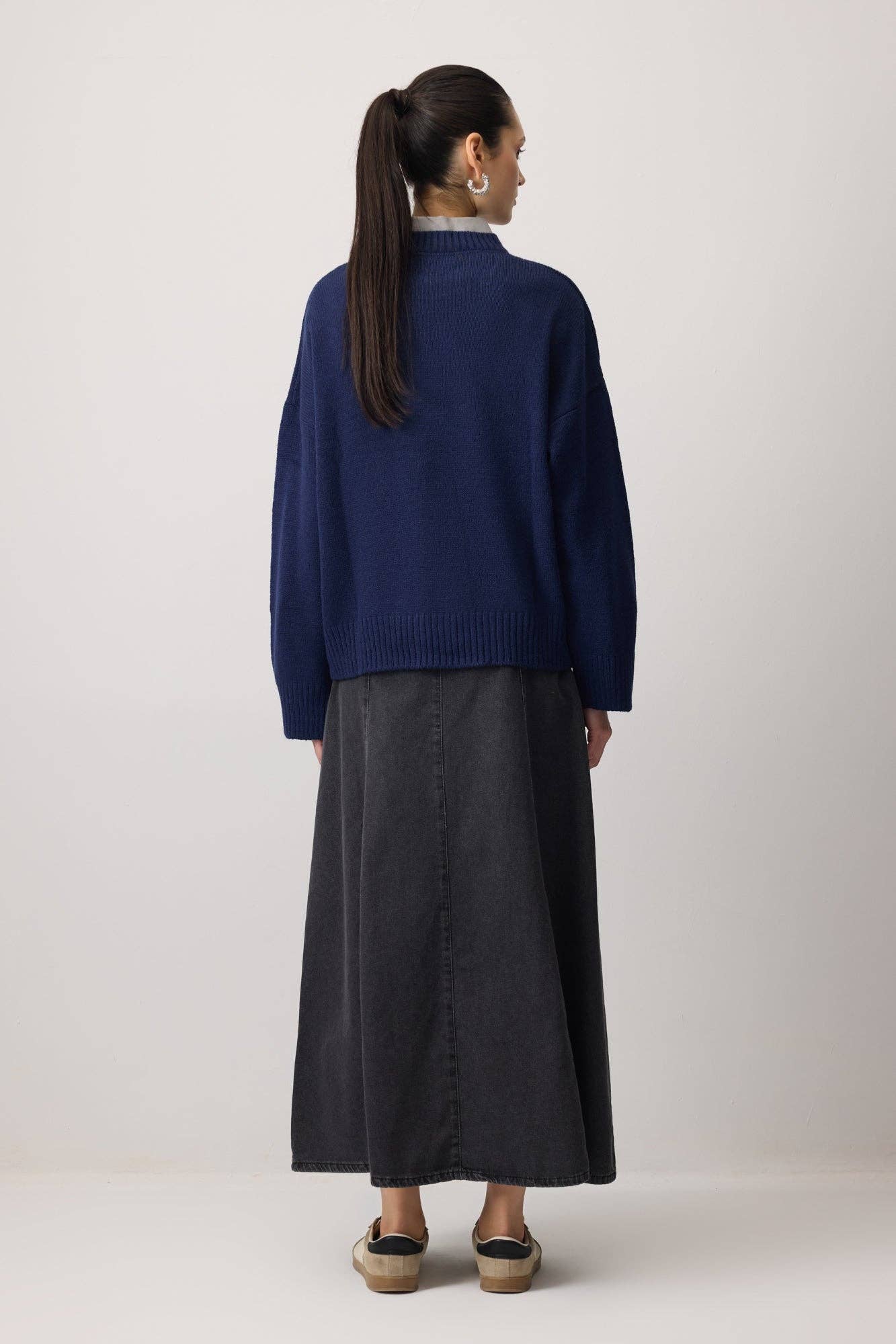 Maglione basic girocollo in misto cashmere