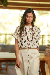 Blusa con stampa geometrica