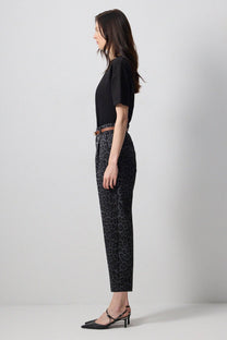 Pantaloni a carota animalier vita alta