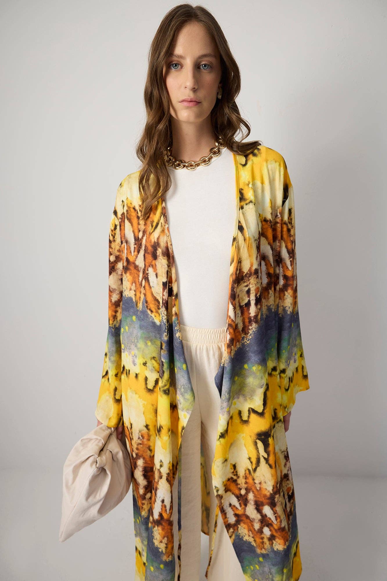 Kimono lungo in viscosa tie-dye boho