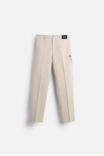 Pantaloni sartoriali in lino ricamati Dolce Creatura