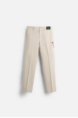 Pantaloni sartoriali in lino ricamati Dolce Creatura