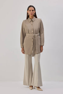 Camicia in popeline con cintura