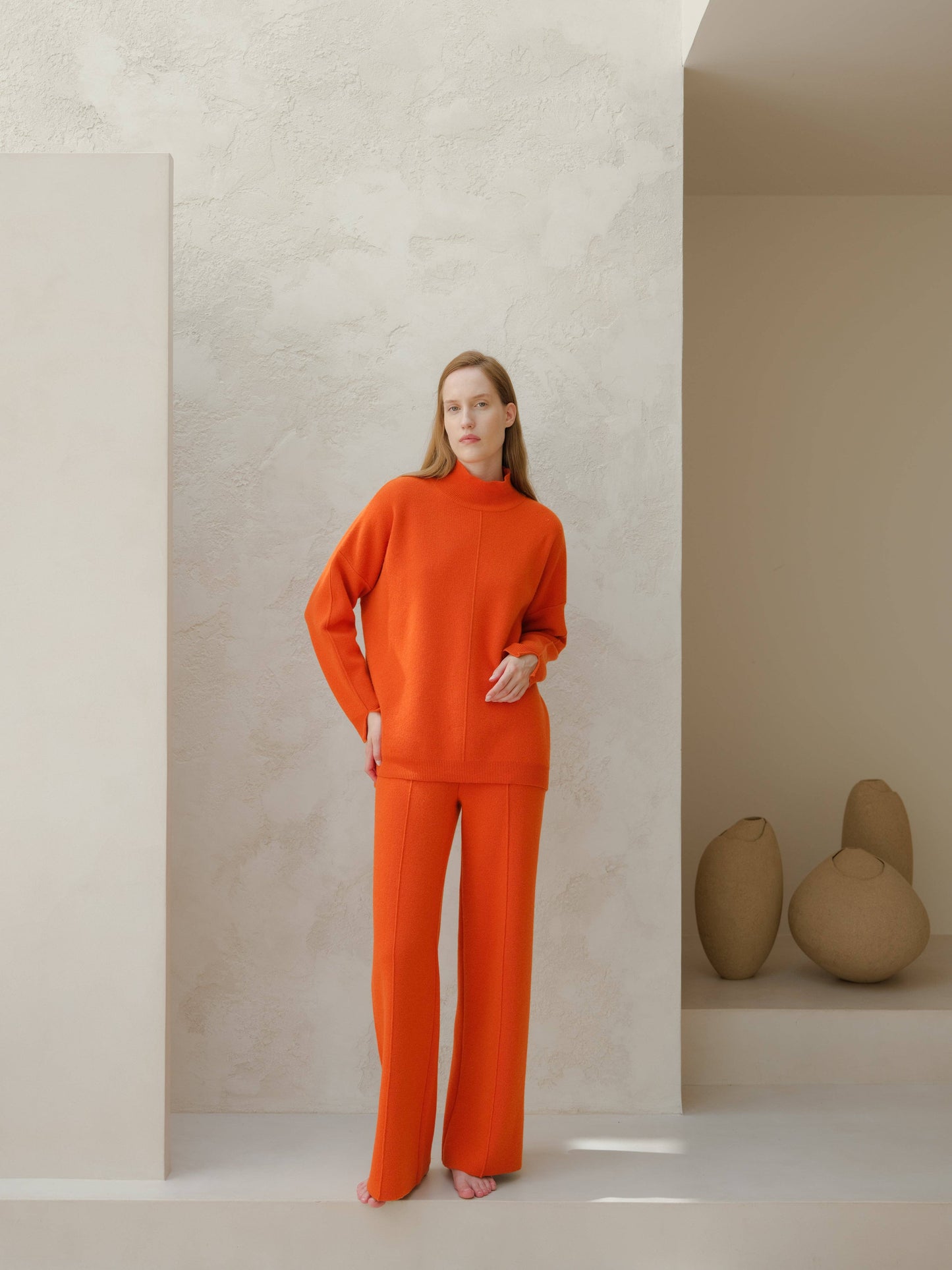 Maglione dolcevita ampio in misto cashmere