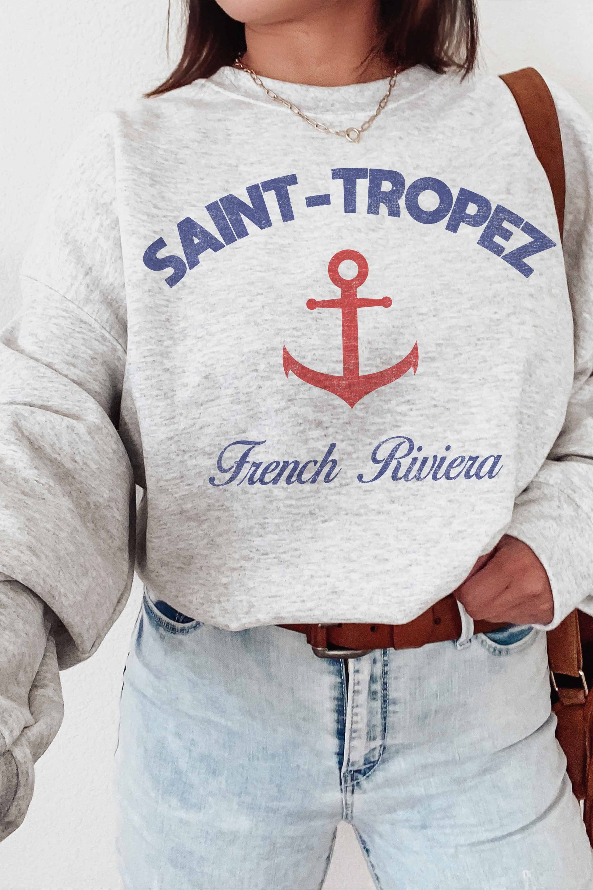 Felpa girocollo con stampa Saint Tropez
