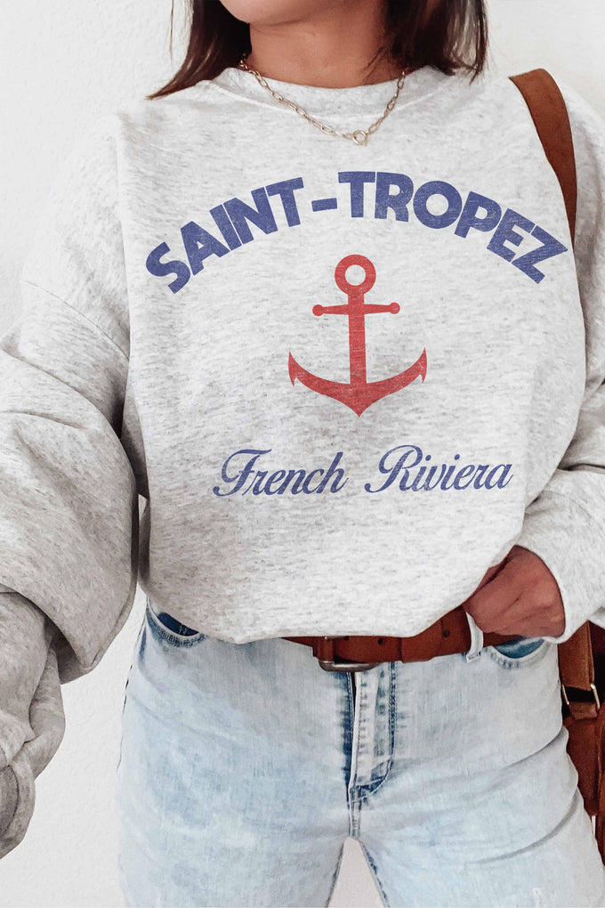 Felpa girocollo con stampa Saint Tropez