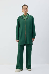 Giacca lunga con cappuccio e zip