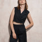 Gilet corto incrociato gessato