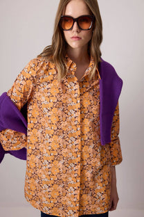 Camicia in cotone floreale vintage con bottoni