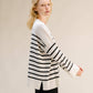 Maglione Girocollo Oversize a Righe in Misto Cashmere