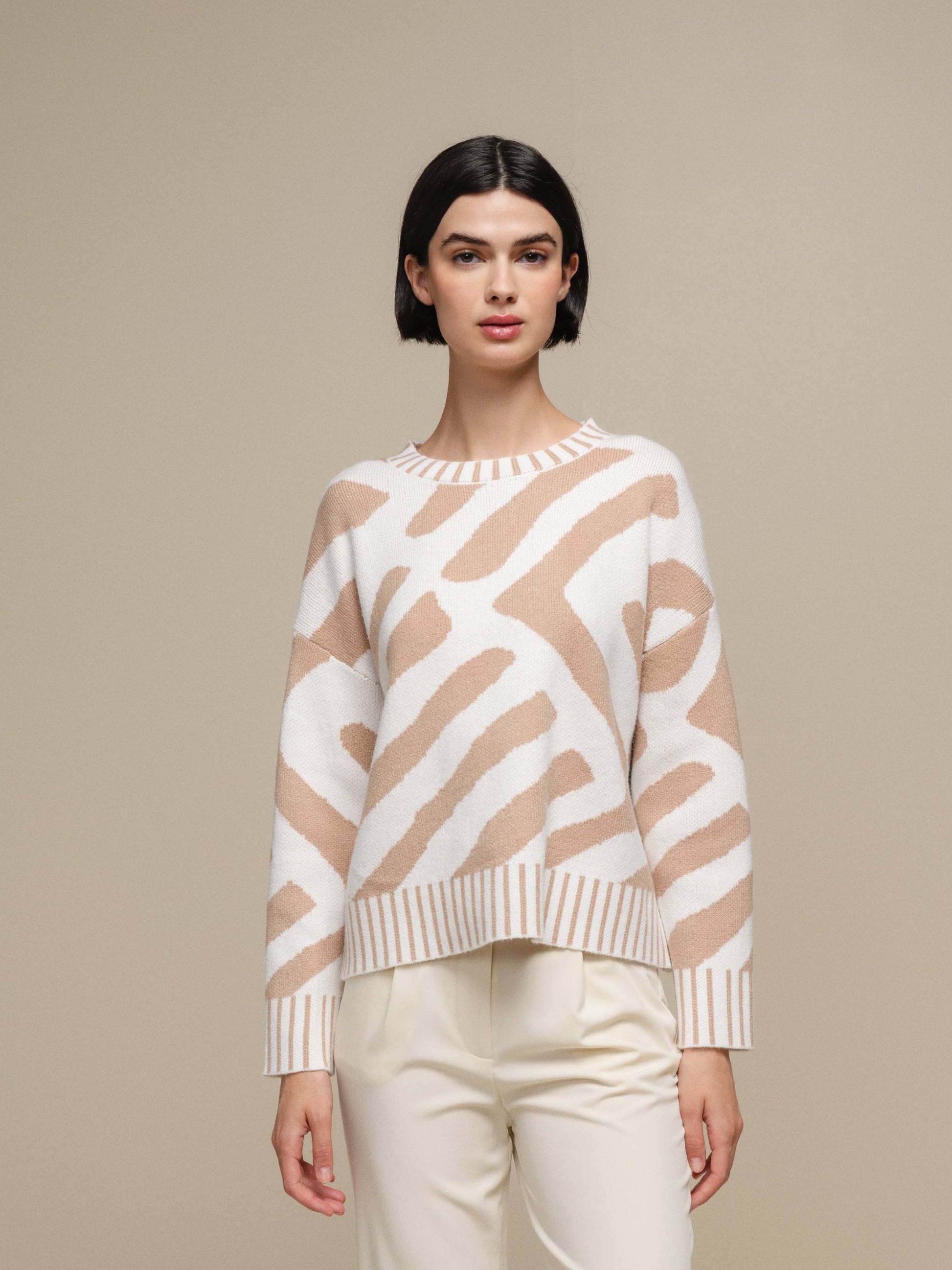 Maglione in maglia jacquard bicolore