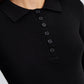 Body in maglia a coste con colletto polo