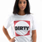 T-shirt Dirty con logo divertente in cotone biologico