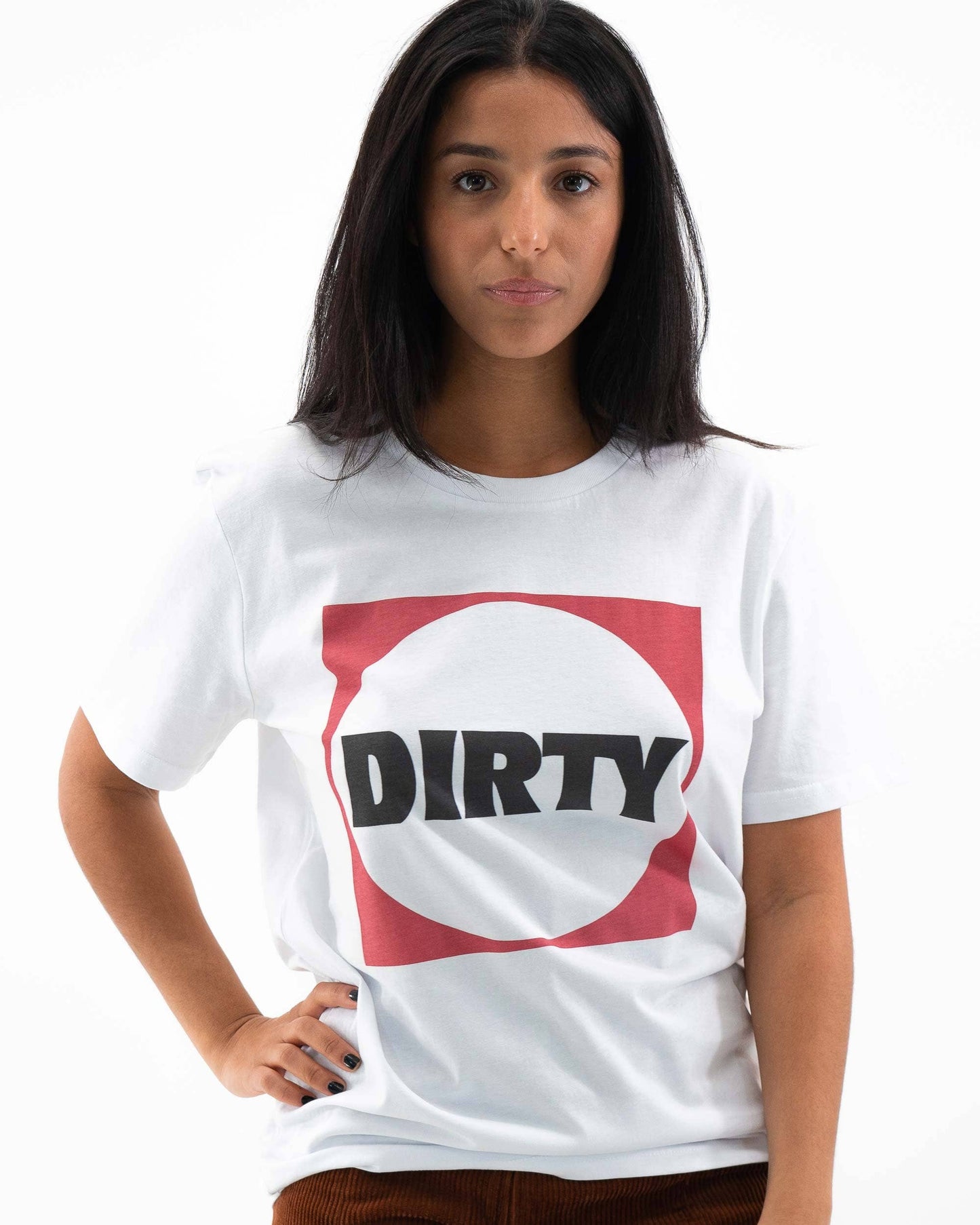 T-shirt Dirty con logo divertente in cotone biologico
