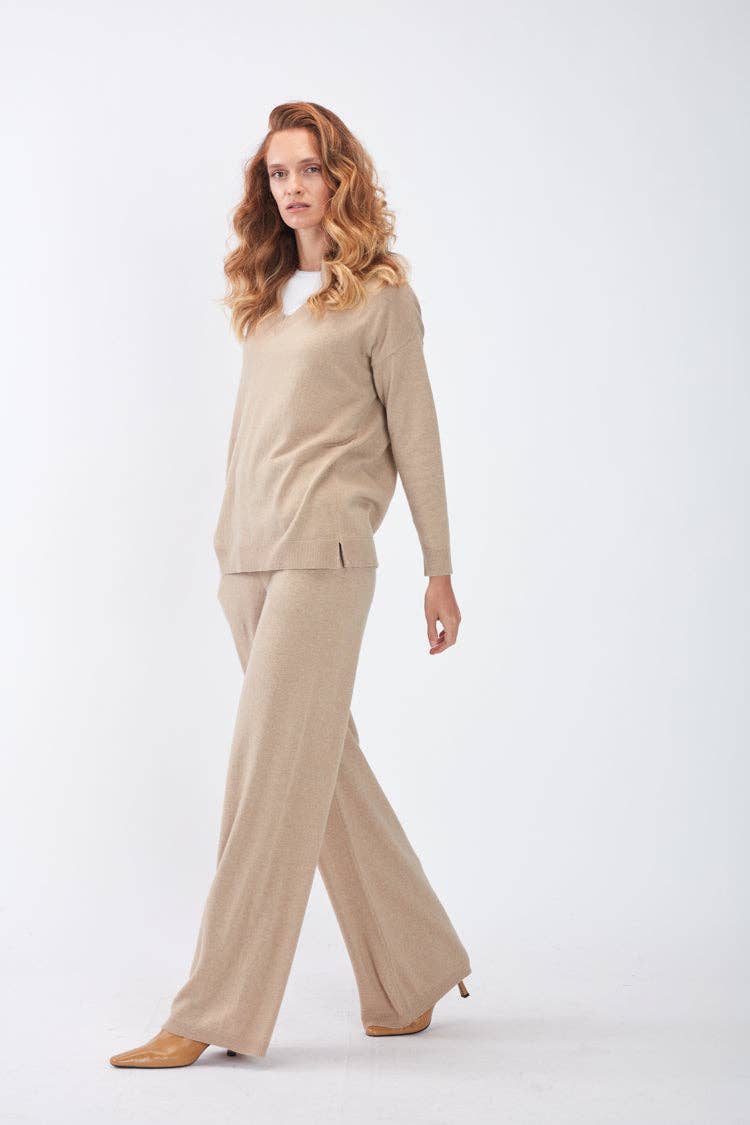 Maglione con scollo a V in maglia