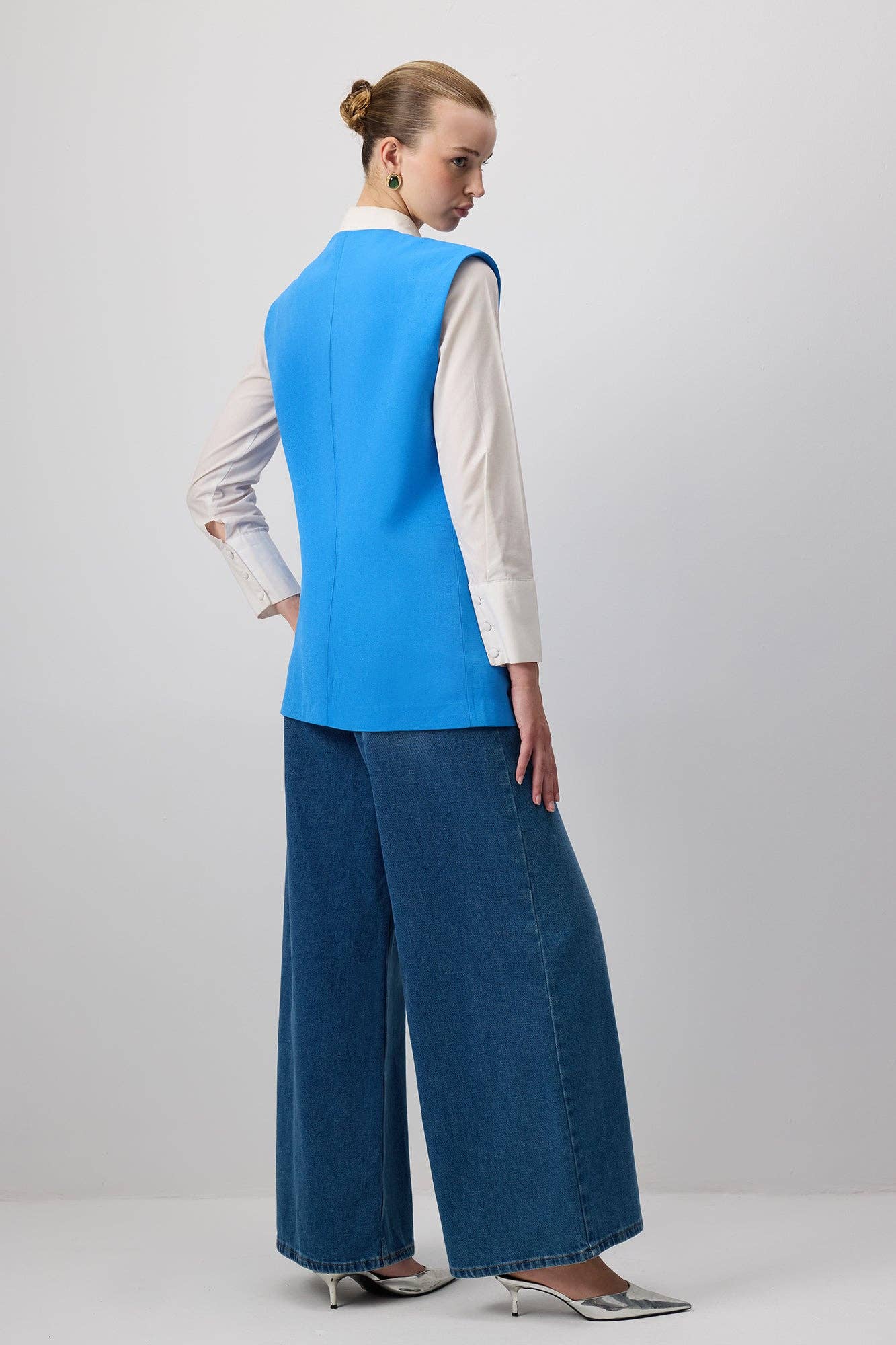 Gilet sartoriale doppiopetto in misto lino
