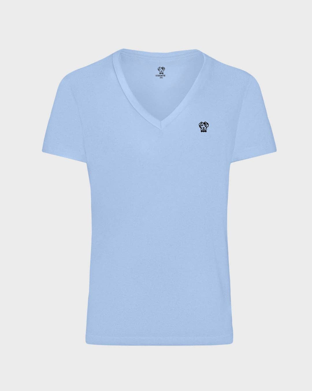 T-shirt donna antimacchia Blue Sky in cotone con scollo a V