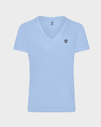 T-shirt donna antimacchia Blue Sky in cotone con scollo a V
