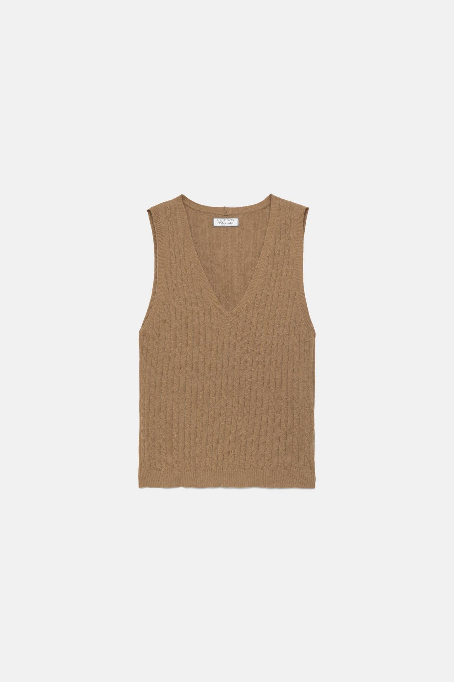 Gilet in maglia strutturata a trecce con scollo a V