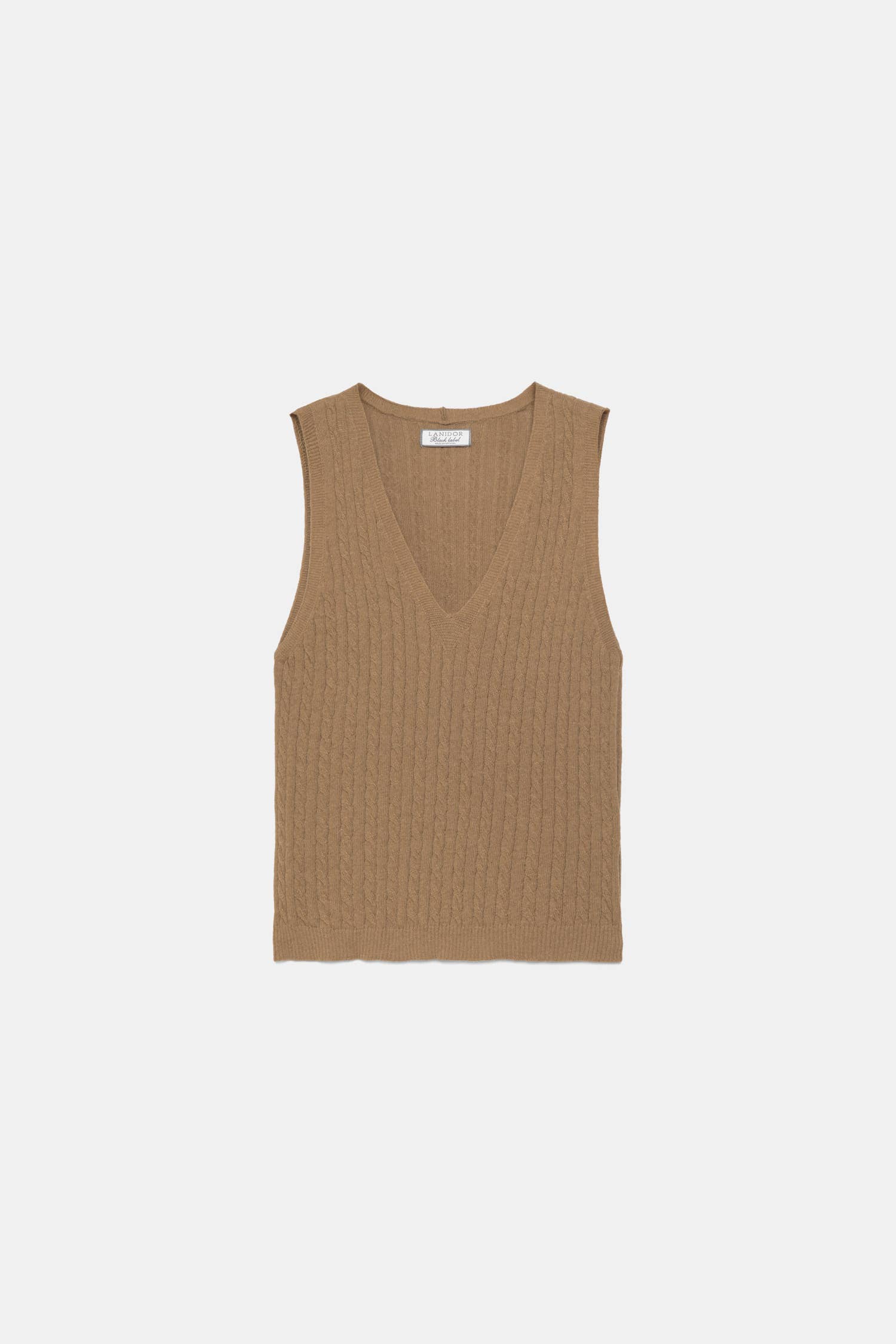 Gilet in maglia strutturata a trecce con scollo a V