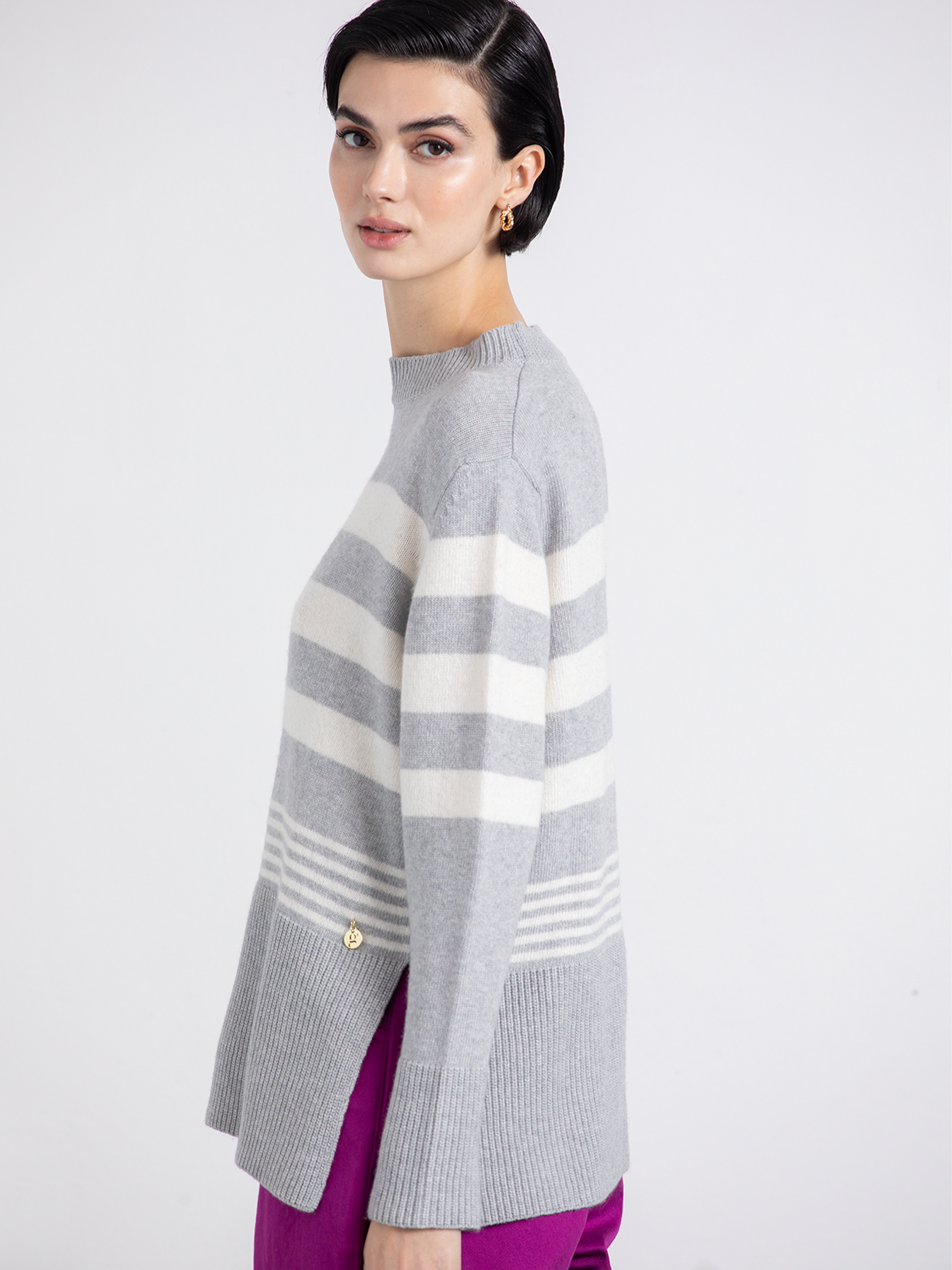Maglia a righe in lana e cashmere