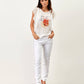 T-shirt con stampa farfalla e maniche a volant