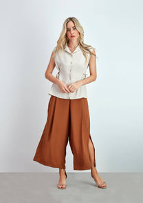 Pantaloni culotte ampi color ruggine