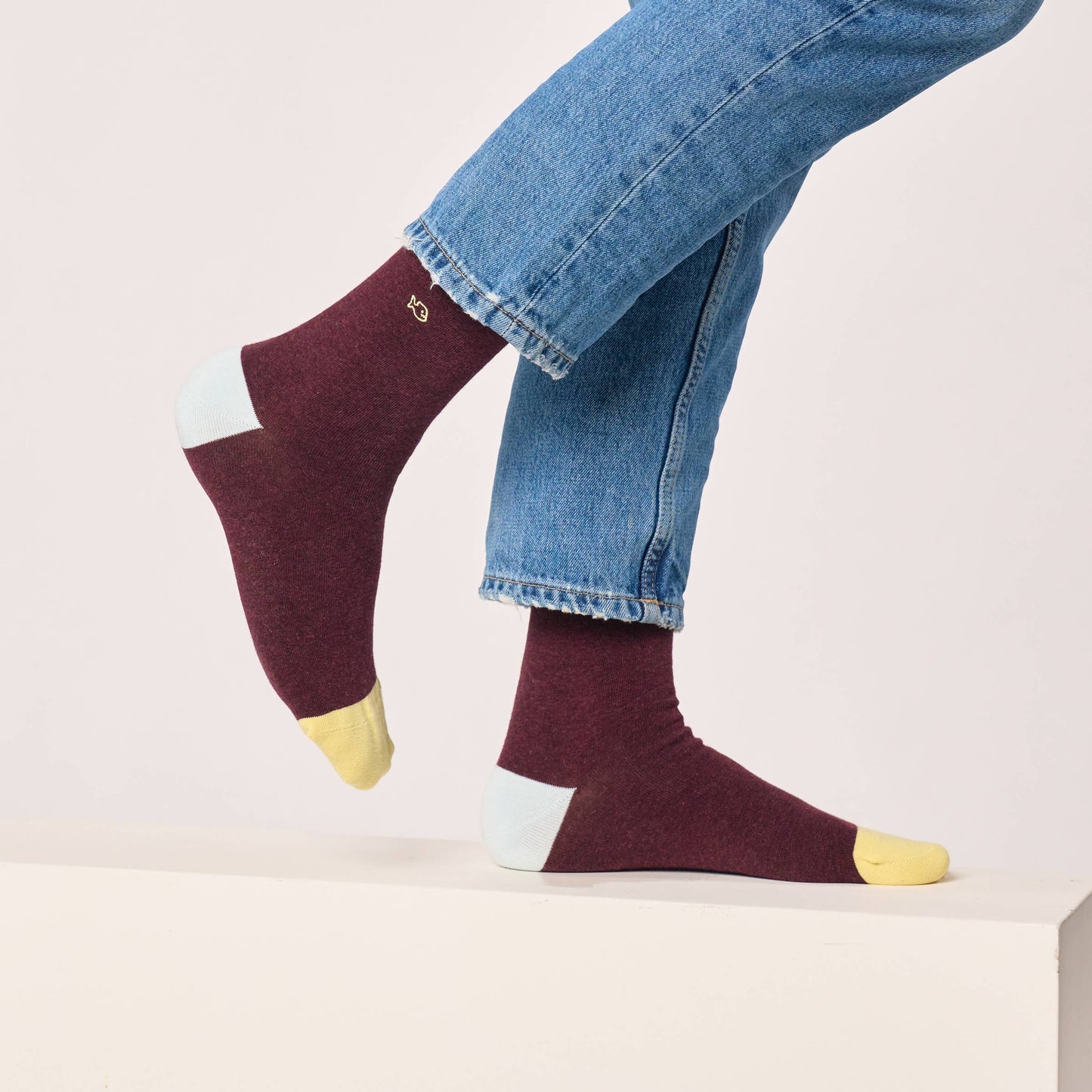 Calzini in cotone pettinato tinta unita bordeaux mélange