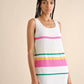 Abito midi in maglia a righe multicolor