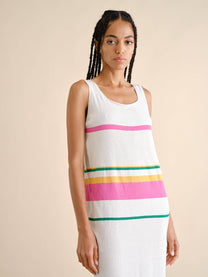 Abito midi in maglia a righe multicolor