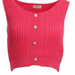 Top in maglia a costine in cotone con bottoni gioiello