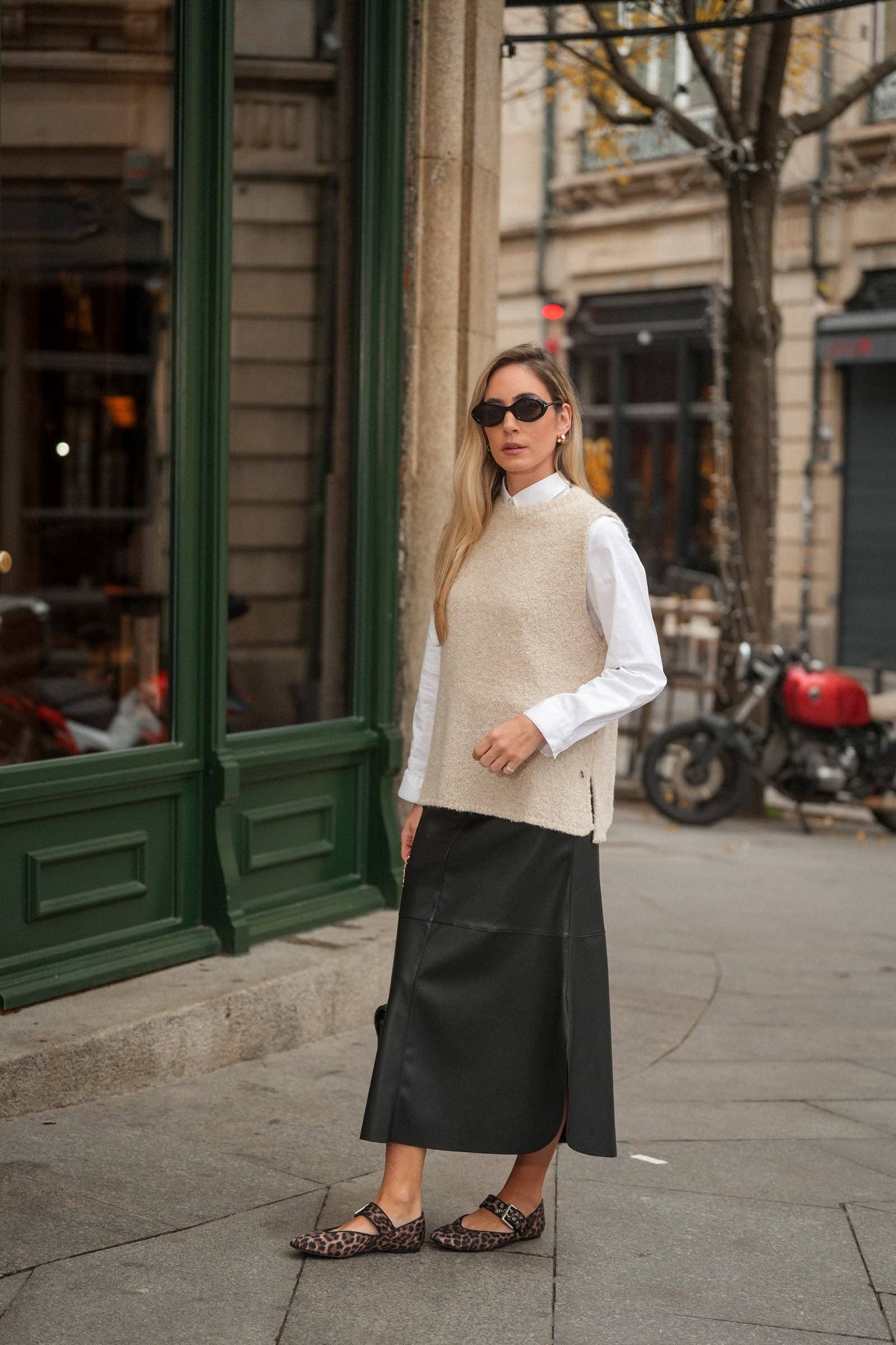 Gonna midi effetto pelle