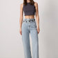 Top crop a coste in cotone antracite