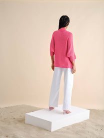 Cardigan in maglia di cotone con maniche ampie