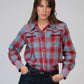 Camicia a quadri western rossa con ricami