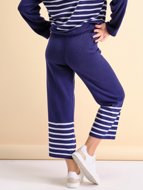 Pantaloni in maglia a righe in cotone