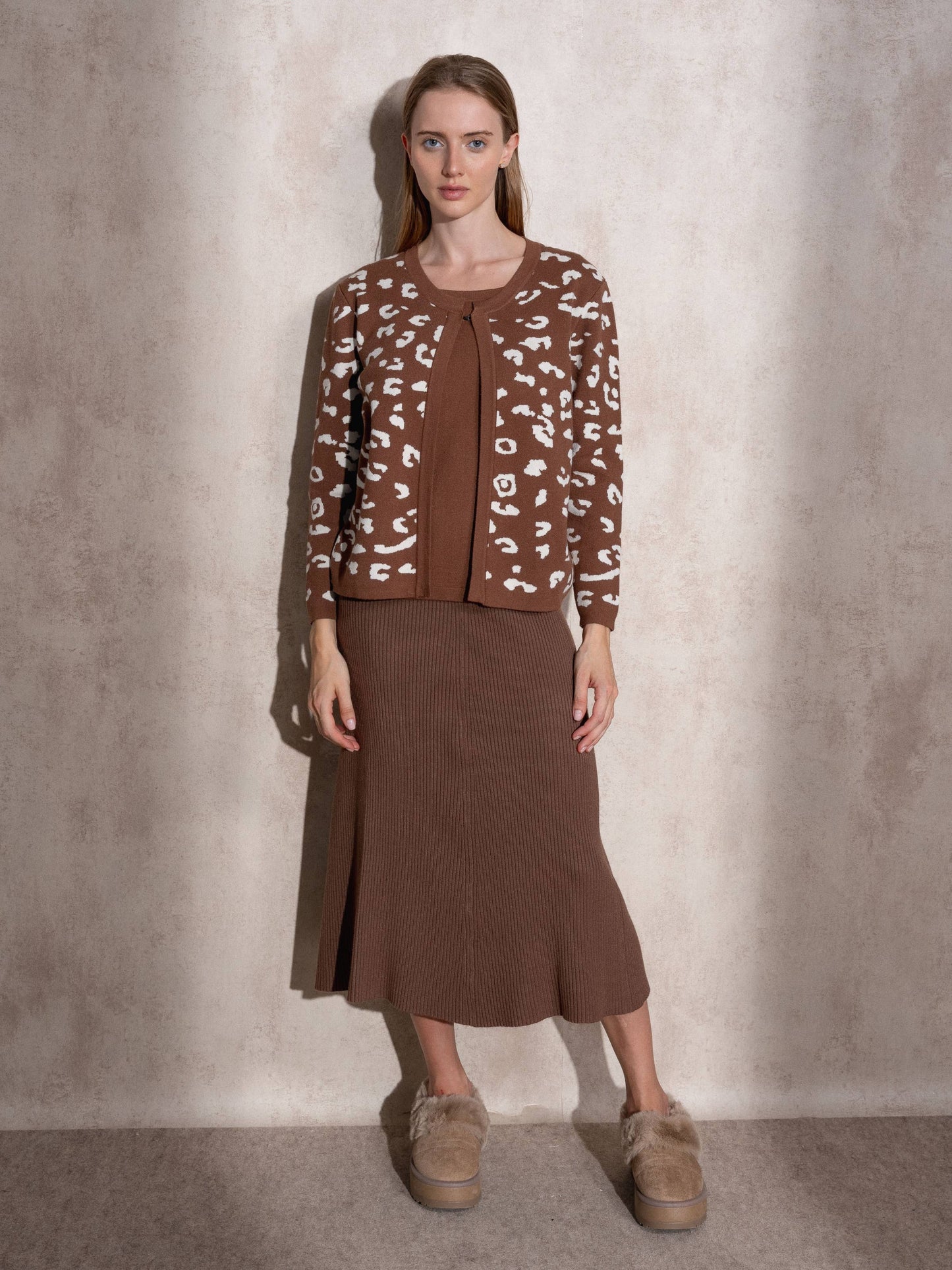 Cardigan jacquard animalier da donna